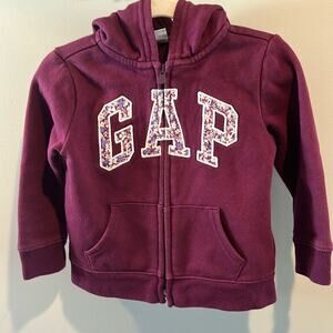 babyGAP size 4 Plum Floral GAP Logo Full Zip‎ Hoodie